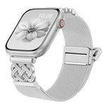 Bracelet de montre en nylon sergé extensible avec boucle magnétique nœud chinois, pour Apple Watch 49mm / 46mm / 45mm / 44mm, pour Apple Watch 42mm / 41mm / 40mm / 38mm
