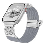Bracelet de montre en nylon sergé extensible avec boucle magnétique nœud chinois, pour Apple Watch 49mm / 46mm / 45mm / 44mm, pour Apple Watch 42mm / 41mm / 40mm / 38mm