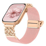 Bracelet de montre en nylon sergé extensible avec boucle magnétique nœud chinois, pour Apple Watch 49mm / 46mm / 45mm / 44mm, pour Apple Watch 42mm / 41mm / 40mm / 38mm