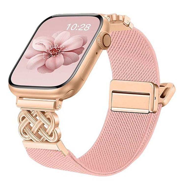 Bracelet de montre en nylon sergé extensible avec boucle magnétique nœud chinois, pour Apple Watch 49mm / 46mm / 45mm / 44mm, pour Apple Watch 42mm / 41mm / 40mm / 38mm