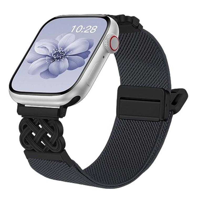 Bracelet de montre en nylon sergé extensible avec boucle magnétique nœud chinois, pour Apple Watch 49mm / 46mm / 45mm / 44mm, pour Apple Watch 42mm / 41mm / 40mm / 38mm