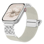 Bracelet de montre en nylon sergé extensible avec boucle magnétique nœud chinois, pour Apple Watch 49mm / 46mm / 45mm / 44mm, pour Apple Watch 42mm / 41mm / 40mm / 38mm