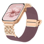 Bracelet de montre en nylon sergé extensible avec boucle magnétique nœud chinois, pour Apple Watch 49mm / 46mm / 45mm / 44mm, pour Apple Watch 42mm / 41mm / 40mm / 38mm