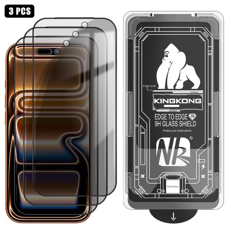 Lot de 3 films en verre trempé anti-poussière, incurvés 3D, de confidentialité, électrolytiques et antidéflagrants, faciles à installer, pour iPhone 17 Pro Max, iPhone 17 Pro, iPhone 17, iPhone Air, iPhone 16 Pro Max, iPhone 16 Pro, iPhone 16