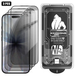 Lot de 3 films en verre trempé anti-poussière, incurvés 3D, de confidentialité, électrolytiques et antidéflagrants, faciles à installer, pour iPhone 17 Pro Max, iPhone 17 Pro, iPhone 17, iPhone Air, iPhone 16 Pro Max, iPhone 16 Pro, iPhone 16