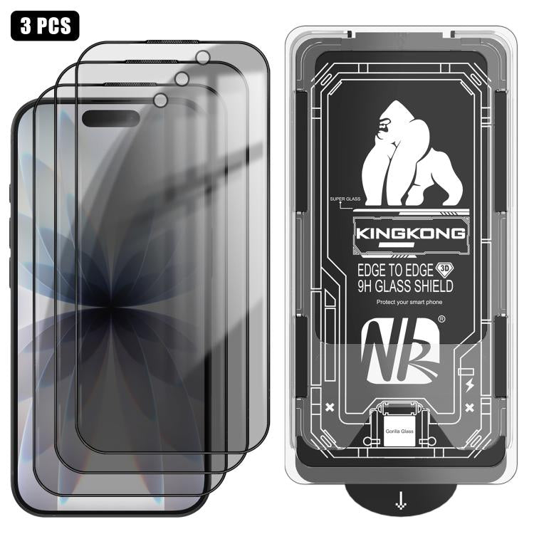 Lot de 3 films en verre trempé anti-poussière, incurvés 3D, de confidentialité, électrolytiques et antidéflagrants, faciles à installer, pour iPhone 17 Pro Max, iPhone 17 Pro, iPhone 17, iPhone Air, iPhone 16 Pro Max, iPhone 16 Pro, iPhone 16