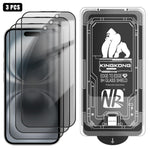 Lot de 3 films en verre trempé anti-poussière, incurvés 3D, de confidentialité, électrolytiques et antidéflagrants, faciles à installer, pour iPhone 17 Pro Max, iPhone 17 Pro, iPhone 17, iPhone Air, iPhone 16 Pro Max, iPhone 16 Pro, iPhone 16