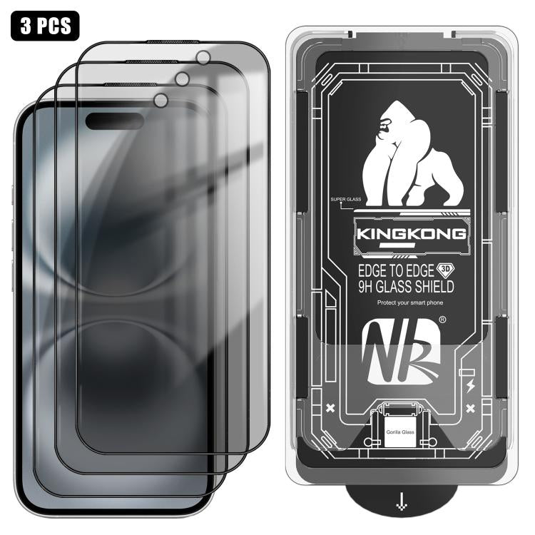 Lot de 3 films en verre trempé anti-poussière, incurvés 3D, de confidentialité, électrolytiques et antidéflagrants, faciles à installer, pour iPhone 17 Pro Max, iPhone 17 Pro, iPhone 17, iPhone Air, iPhone 16 Pro Max, iPhone 16 Pro, iPhone 16