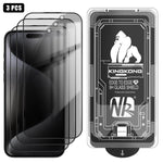 Lot de 3 films en verre trempé anti-poussière, incurvés 3D, de confidentialité, électrolytiques et antidéflagrants, faciles à installer, pour iPhone 17 Pro Max, iPhone 17 Pro, iPhone 17, iPhone Air, iPhone 16 Pro Max, iPhone 16 Pro, iPhone 16