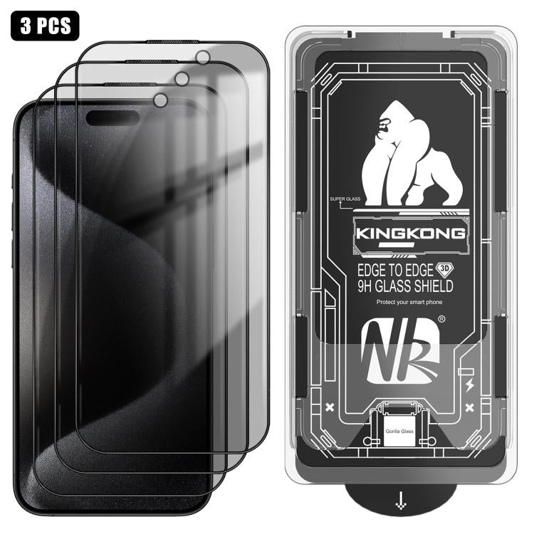 Lot de 3 films en verre trempé anti-poussière, incurvés 3D, de confidentialité, électrolytiques et antidéflagrants, faciles à installer, pour iPhone 17 Pro Max, iPhone 17 Pro, iPhone 17, iPhone Air, iPhone 16 Pro Max, iPhone 16 Pro, iPhone 16