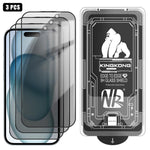 Lot de 3 films en verre trempé anti-poussière, incurvés 3D, de confidentialité, électrolytiques et antidéflagrants, faciles à installer, pour iPhone 17 Pro Max, iPhone 17 Pro, iPhone 17, iPhone Air, iPhone 16 Pro Max, iPhone 16 Pro, iPhone 16