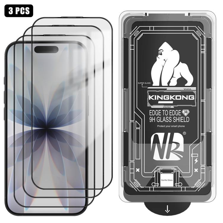 3pcs Film en verre trempé HD électroplaqué anti-explosion avec bord incurvé 3D, installation facile, boîte sans poussière, pour iPhone 17 Pro Max, iPhone 17 Pro, iPhone 17, iPhone Air, iPhone 16 Pro Max, iPhone 16 Pro, iPhone 16, iPhone 15 Pro Max