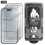 3pcs Film en verre trempé HD électroplaqué anti-explosion avec bord incurvé 3D, installation facile, boîte sans poussière, pour iPhone 17 Pro Max, iPhone 17 Pro, iPhone 17, iPhone Air, iPhone 16 Pro Max, iPhone 16 Pro, iPhone 16, iPhone 15 Pro Max