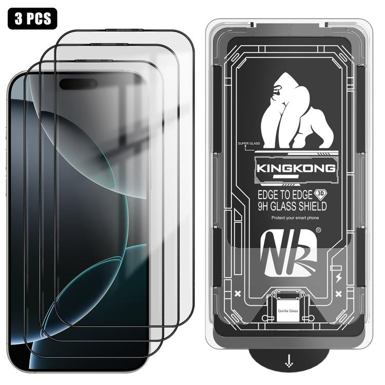3pcs Film en verre trempé HD électroplaqué anti-explosion avec bord incurvé 3D, installation facile, boîte sans poussière, pour iPhone 17 Pro Max, iPhone 17 Pro, iPhone 17, iPhone Air, iPhone 16 Pro Max, iPhone 16 Pro, iPhone 16, iPhone 15 Pro Max