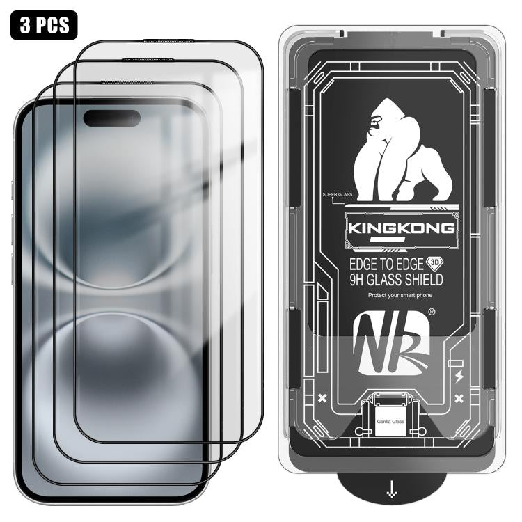3pcs Film en verre trempé HD électroplaqué anti-explosion avec bord incurvé 3D, installation facile, boîte sans poussière, pour iPhone 17 Pro Max, iPhone 17 Pro, iPhone 17, iPhone Air, iPhone 16 Pro Max, iPhone 16 Pro, iPhone 16, iPhone 15 Pro Max