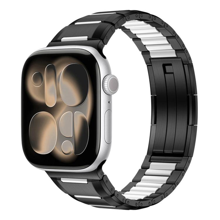 Bracelet de montre en acier inoxydable incrusté de caoutchouc multi-facettes, pour Apple Watch 46mm / 49mm / 45mm / 44mm, pour Apple Watch 42mm / 41mm / 40mm / 38mm