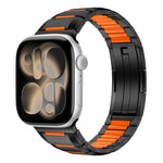 Bracelet de montre en acier inoxydable incrusté de caoutchouc multi-facettes, pour Apple Watch 46mm / 49mm / 45mm / 44mm, pour Apple Watch 42mm / 41mm / 40mm / 38mm