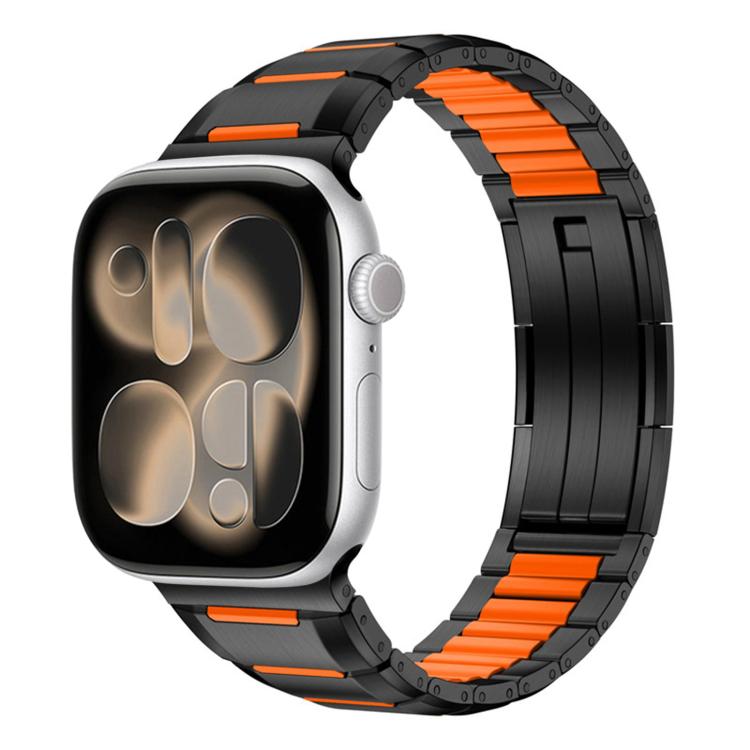 Bracelet de montre en acier inoxydable incrusté de caoutchouc multi-facettes, pour Apple Watch 46mm / 49mm / 45mm / 44mm, pour Apple Watch 42mm / 41mm / 40mm / 38mm