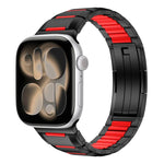 Bracelet de montre en acier inoxydable incrusté de caoutchouc multi-facettes, pour Apple Watch 46mm / 49mm / 45mm / 44mm, pour Apple Watch 42mm / 41mm / 40mm / 38mm