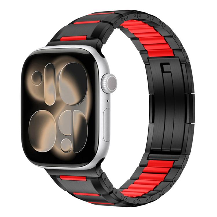 Bracelet de montre en acier inoxydable incrusté de caoutchouc multi-facettes, pour Apple Watch 46mm / 49mm / 45mm / 44mm, pour Apple Watch 42mm / 41mm / 40mm / 38mm
