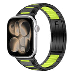 Bracelet de montre en acier inoxydable incrusté de caoutchouc multi-facettes, pour Apple Watch 46mm / 49mm / 45mm / 44mm, pour Apple Watch 42mm / 41mm / 40mm / 38mm