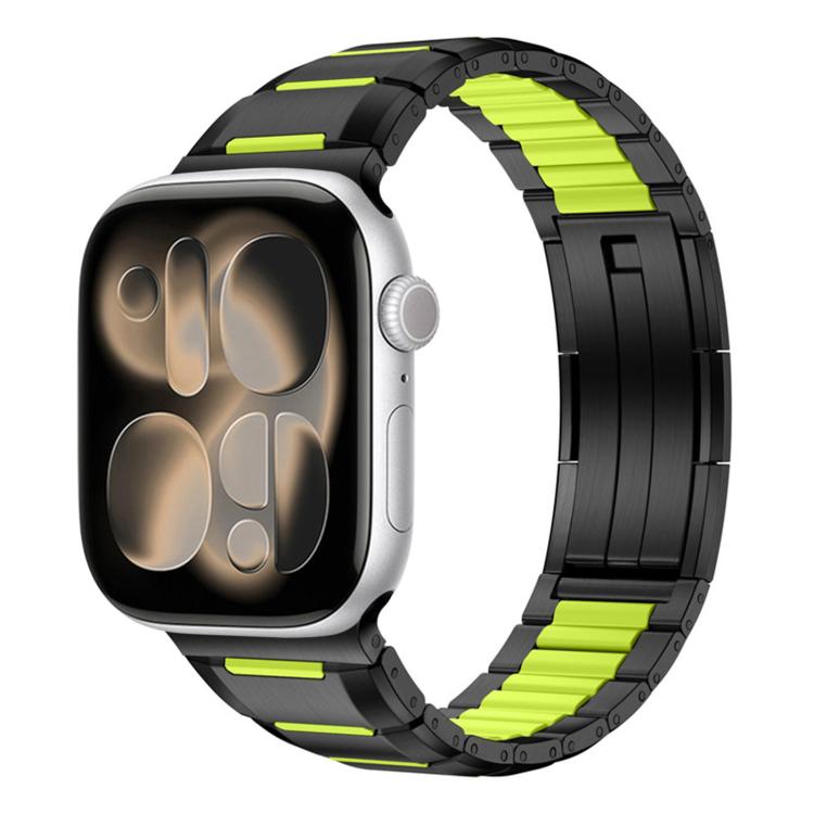 Bracelet de montre en acier inoxydable incrusté de caoutchouc multi-facettes, pour Apple Watch 46mm / 49mm / 45mm / 44mm, pour Apple Watch 42mm / 41mm / 40mm / 38mm