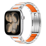 Bracelet de montre en acier inoxydable incrusté de caoutchouc multi-facettes, pour Apple Watch 46mm / 49mm / 45mm / 44mm, pour Apple Watch 42mm / 41mm / 40mm / 38mm