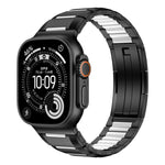 Bracelet de montre en acier inoxydable incrusté de caoutchouc multi-facettes, pour Apple Watch 46mm / 49mm / 45mm / 44mm, pour Apple Watch 42mm / 41mm / 40mm / 38mm