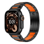 Bracelet de montre en acier inoxydable incrusté de caoutchouc multi-facettes, pour Apple Watch 46mm / 49mm / 45mm / 44mm, pour Apple Watch 42mm / 41mm / 40mm / 38mm