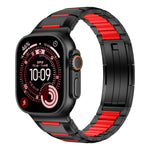 Bracelet de montre en acier inoxydable incrusté de caoutchouc multi-facettes, pour Apple Watch 46mm / 49mm / 45mm / 44mm, pour Apple Watch 42mm / 41mm / 40mm / 38mm