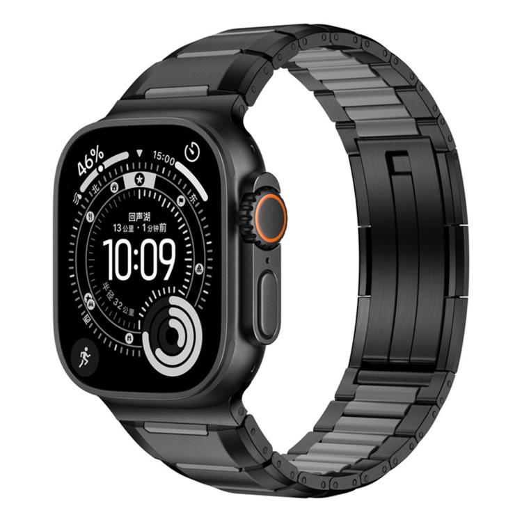 Bracelet de montre en acier inoxydable incrusté de caoutchouc multi-facettes, pour Apple Watch 46mm / 49mm / 45mm / 44mm, pour Apple Watch 42mm / 41mm / 40mm / 38mm