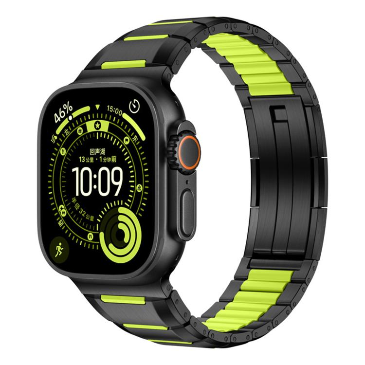 Bracelet de montre en acier inoxydable incrusté de caoutchouc multi-facettes, pour Apple Watch 46mm / 49mm / 45mm / 44mm, pour Apple Watch 42mm / 41mm / 40mm / 38mm