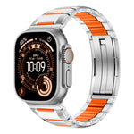 Bracelet de montre en acier inoxydable incrusté de caoutchouc multi-facettes, pour Apple Watch 46mm / 49mm / 45mm / 44mm, pour Apple Watch 42mm / 41mm / 40mm / 38mm