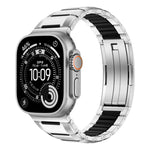 Bracelet de montre en acier inoxydable incrusté de caoutchouc multi-facettes, pour Apple Watch 46mm / 49mm / 45mm / 44mm, pour Apple Watch 42mm / 41mm / 40mm / 38mm
