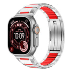 Bracelet de montre en acier inoxydable incrusté de caoutchouc multi-facettes, pour Apple Watch 46mm / 49mm / 45mm / 44mm, pour Apple Watch 42mm / 41mm / 40mm / 38mm