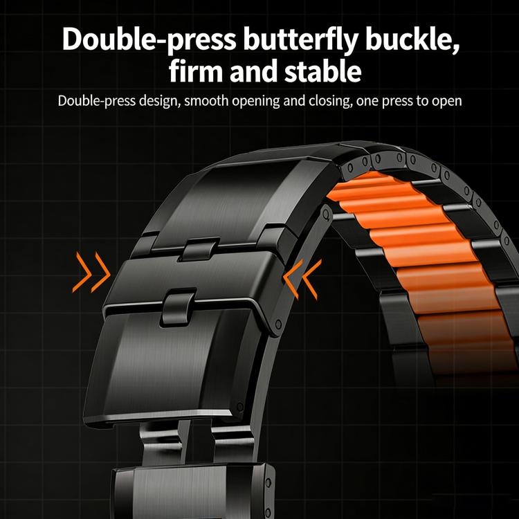 Bracelet de montre en acier inoxydable incrusté de caoutchouc multi-facettes, pour Apple Watch 46mm / 49mm / 45mm / 44mm, pour Apple Watch 42mm / 41mm / 40mm / 38mm