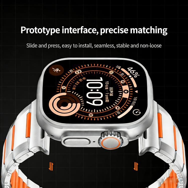 Bracelet de montre en acier inoxydable incrusté de caoutchouc multi-facettes, pour Apple Watch 46mm / 49mm / 45mm / 44mm, pour Apple Watch 42mm / 41mm / 40mm / 38mm