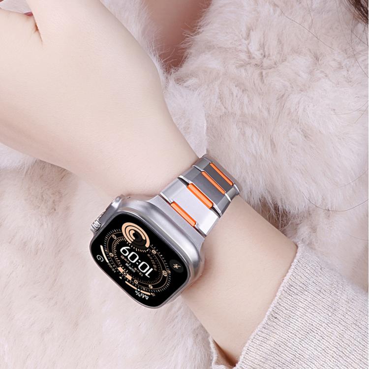Bracelet de montre en acier inoxydable incrusté de caoutchouc multi-facettes, pour Apple Watch 46mm / 49mm / 45mm / 44mm, pour Apple Watch 42mm / 41mm / 40mm / 38mm