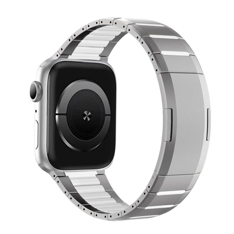 Bracelet de montre en acier inoxydable bicolore à dégagement rapide incurvé, pour Apple Watch 49 mm / 46 mm / 45 mm / 44 mm, pour Apple Watch 42 mm / 41 mm / 40 mm / 38 mm