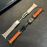 Bracelet de montre en acier inoxydable bicolore à dégagement rapide incurvé, pour Apple Watch 49 mm / 46 mm / 45 mm / 44 mm, pour Apple Watch 42 mm / 41 mm / 40 mm / 38 mm