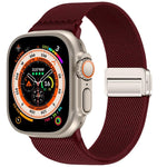 Bracelet de montre en nylon élastique à double boucle magnétique, pour Apple Watch 49mm / 46mm / 45mm / 44mm, pour Apple Watch 42mm / 41mm / 40mm / 38mm