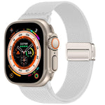 Bracelet de montre en nylon élastique à double boucle magnétique, pour Apple Watch 49mm / 46mm / 45mm / 44mm, pour Apple Watch 42mm / 41mm / 40mm / 38mm