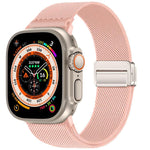 Bracelet de montre en nylon élastique à double boucle magnétique, pour Apple Watch 49mm / 46mm / 45mm / 44mm, pour Apple Watch 42mm / 41mm / 40mm / 38mm