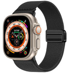 Bracelet de montre en nylon élastique à double boucle magnétique, pour Apple Watch 49mm / 46mm / 45mm / 44mm, pour Apple Watch 42mm / 41mm / 40mm / 38mm