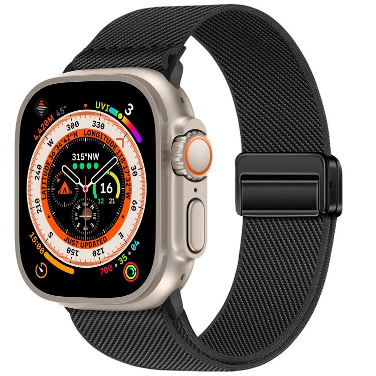Bracelet de montre en nylon élastique à double boucle magnétique, pour Apple Watch 49mm / 46mm / 45mm / 44mm, pour Apple Watch 42mm / 41mm / 40mm / 38mm