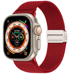 Bracelet de montre en nylon élastique à double boucle magnétique, pour Apple Watch 49mm / 46mm / 45mm / 44mm, pour Apple Watch 42mm / 41mm / 40mm / 38mm