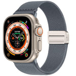 Bracelet de montre en nylon élastique à double boucle magnétique, pour Apple Watch 49mm / 46mm / 45mm / 44mm, pour Apple Watch 42mm / 41mm / 40mm / 38mm