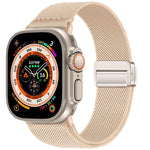 Bracelet de montre en nylon élastique à double boucle magnétique, pour Apple Watch 49mm / 46mm / 45mm / 44mm, pour Apple Watch 42mm / 41mm / 40mm / 38mm