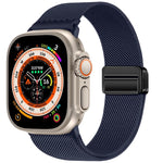 Bracelet de montre en nylon élastique à double boucle magnétique, pour Apple Watch 49mm / 46mm / 45mm / 44mm, pour Apple Watch 42mm / 41mm / 40mm / 38mm