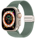 Bracelet de montre en nylon élastique à double boucle magnétique, pour Apple Watch 49mm / 46mm / 45mm / 44mm, pour Apple Watch 42mm / 41mm / 40mm / 38mm